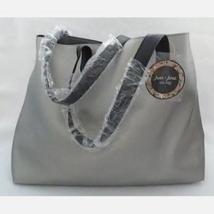 Fresh & Floral shiny silver tote bag